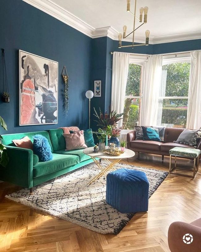 Green Velvet Sofa Steals Room