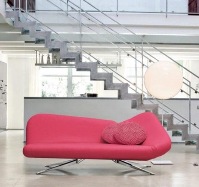 Pink Couch Meets Industrial Steel