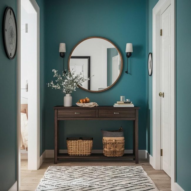 Rustic Timber Console Table with Hidden Storage