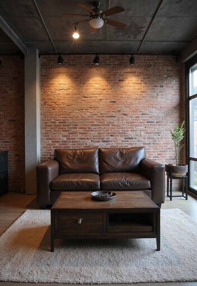 Exposed Brick And Bronze Industrial