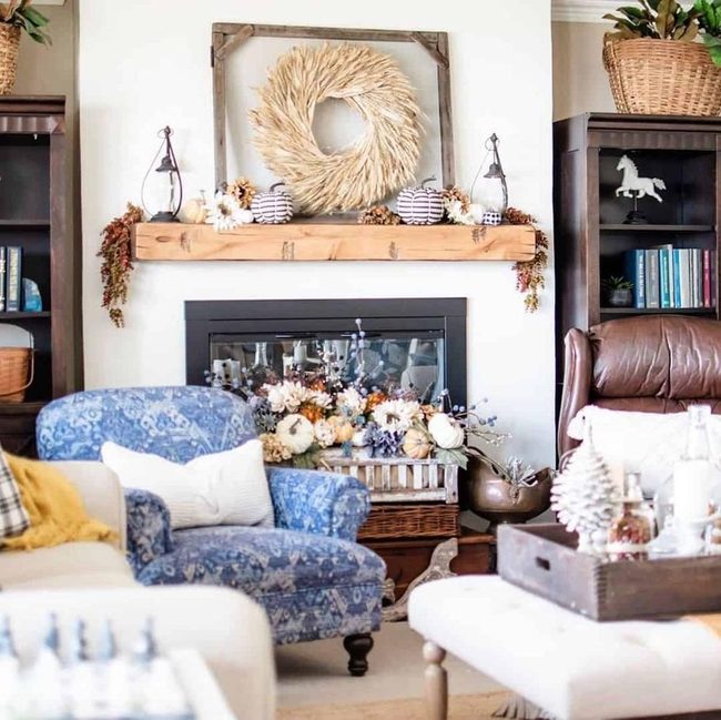 Blue Floral Statement Chair