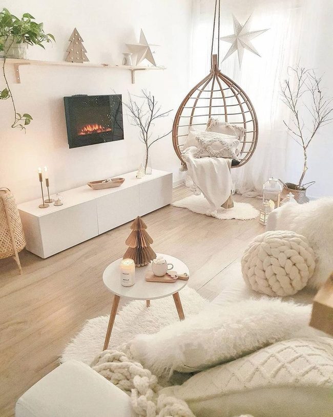 Faux Fireplace Winter White Room