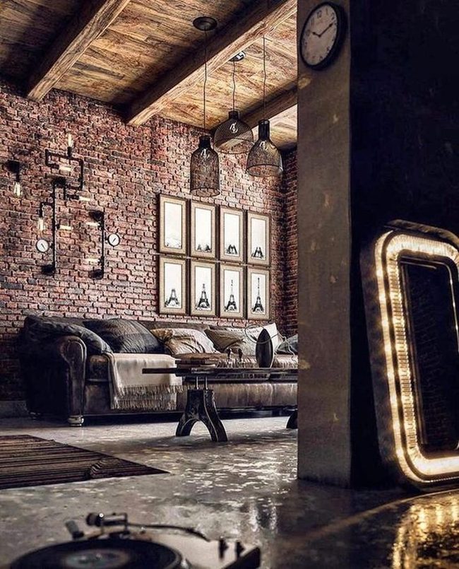 Exposed Brick Meets Dark Leather