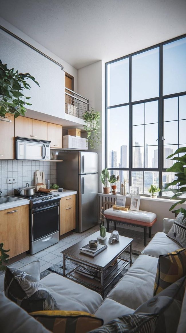 Glossy Counters Meet Muted Fabrics