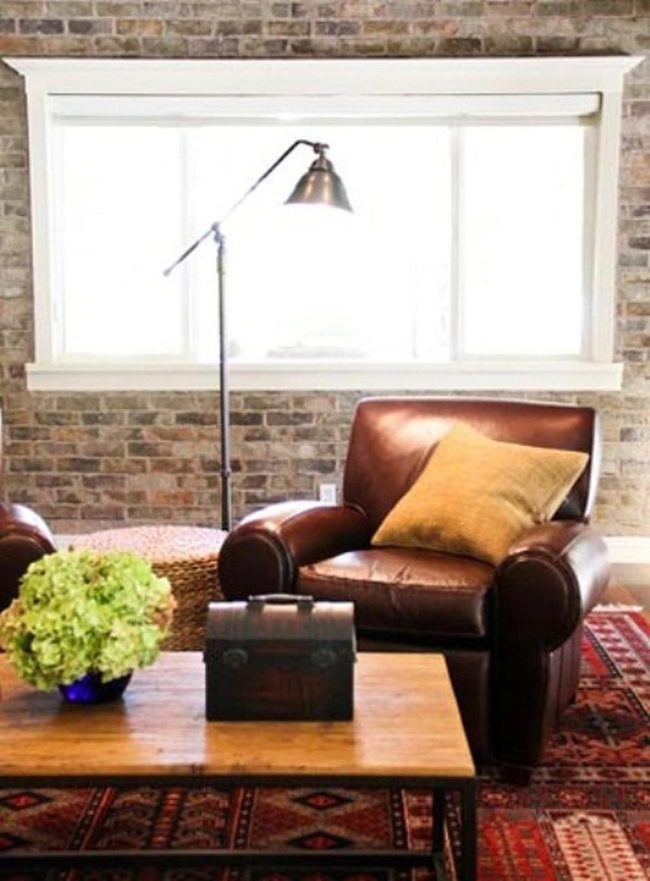 Brick Walls, Leather Chair, Yellow Warmth