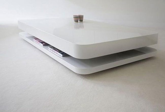 Glossy White Storage Table