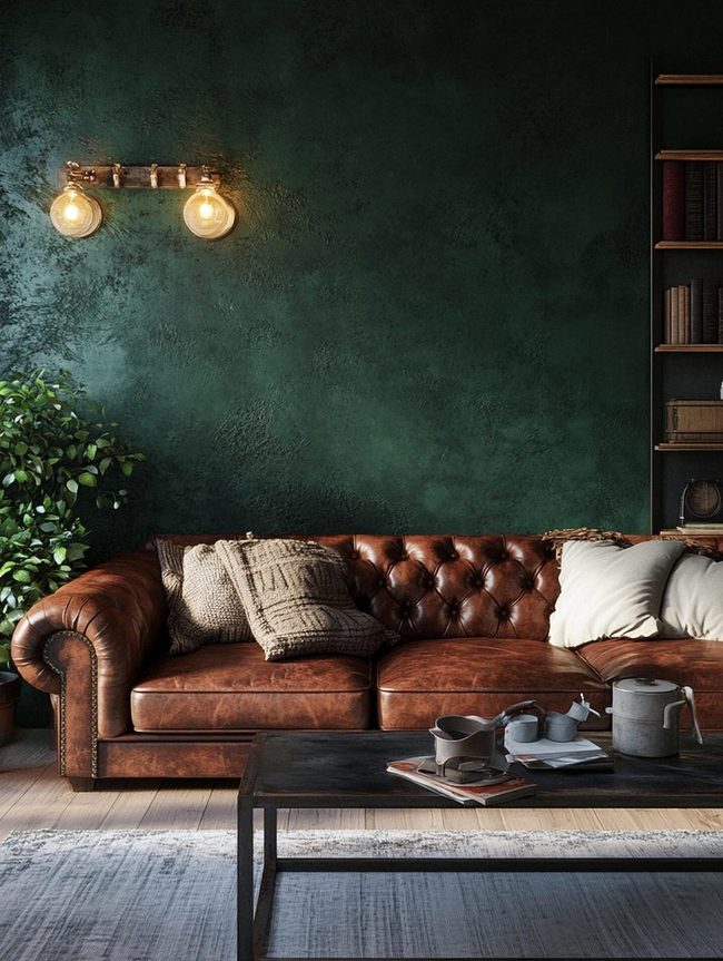 Dark Green Walls with Lived-In Character