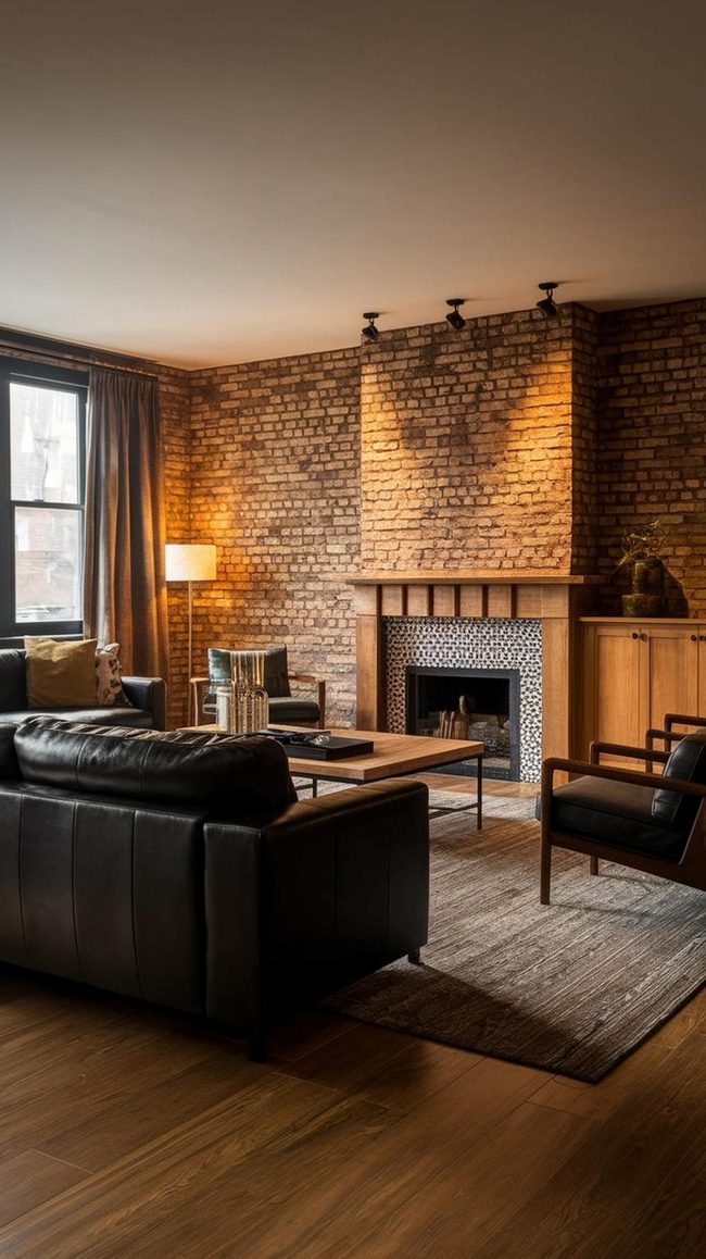 Black Leather Meets Industrial Brick