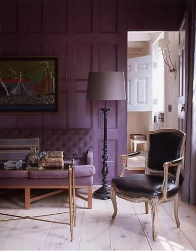 Deep Purple Sanctuary With Warm Wood