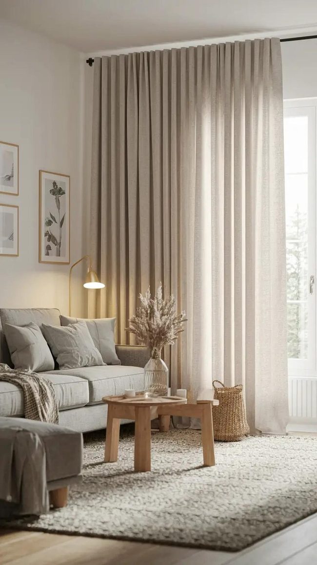 Cream Linen Curtains Floor To Ceiling