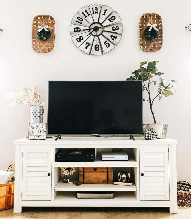 White Farmhouse Entertainment Cabinet