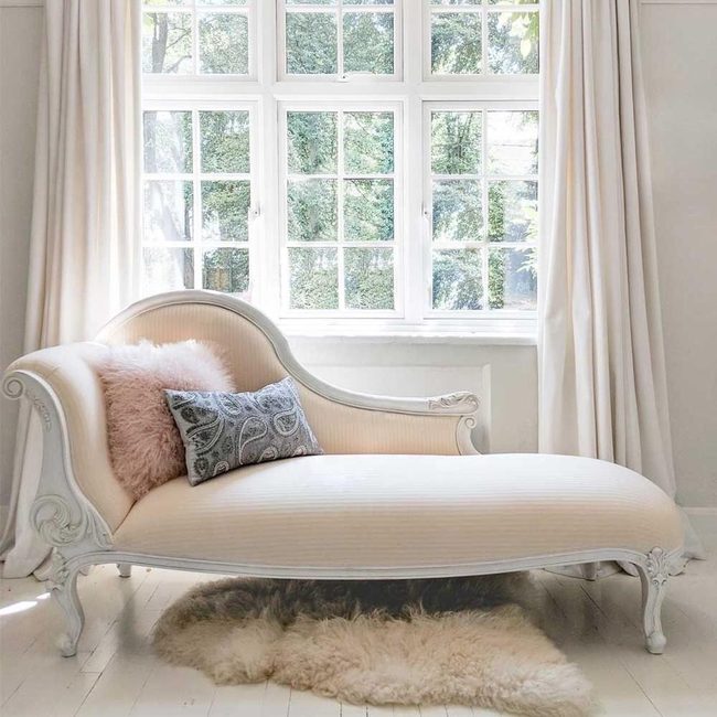 Striped French Chair Sunlit Elegance