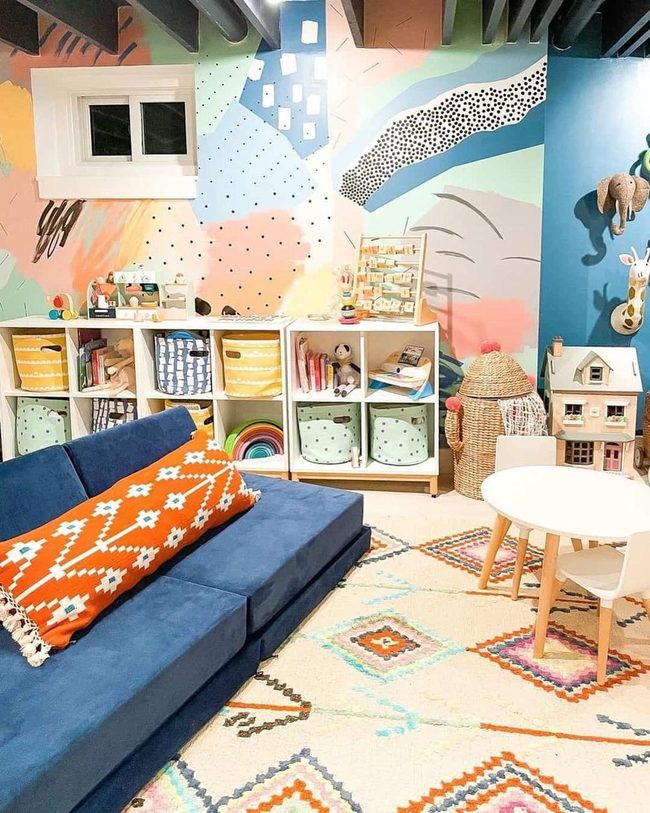 Colorful Basement Play Zone