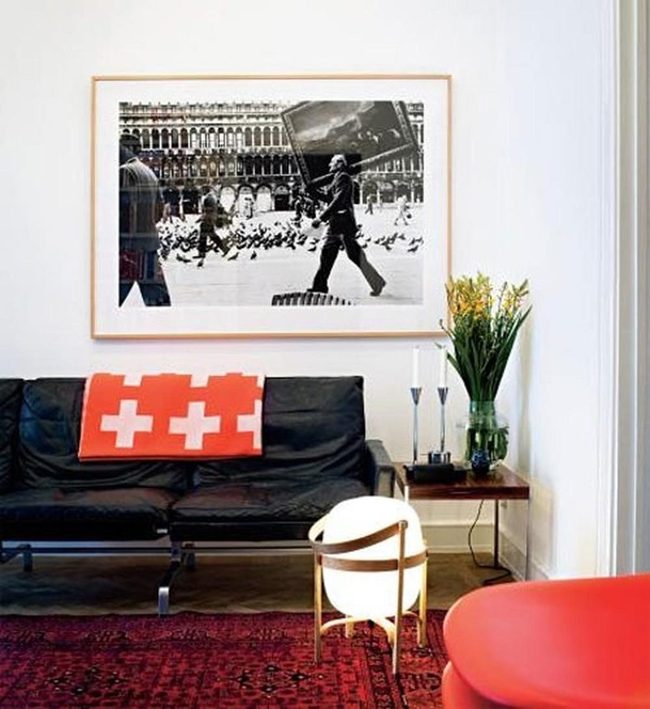 Red Cross Blanket Black Leather