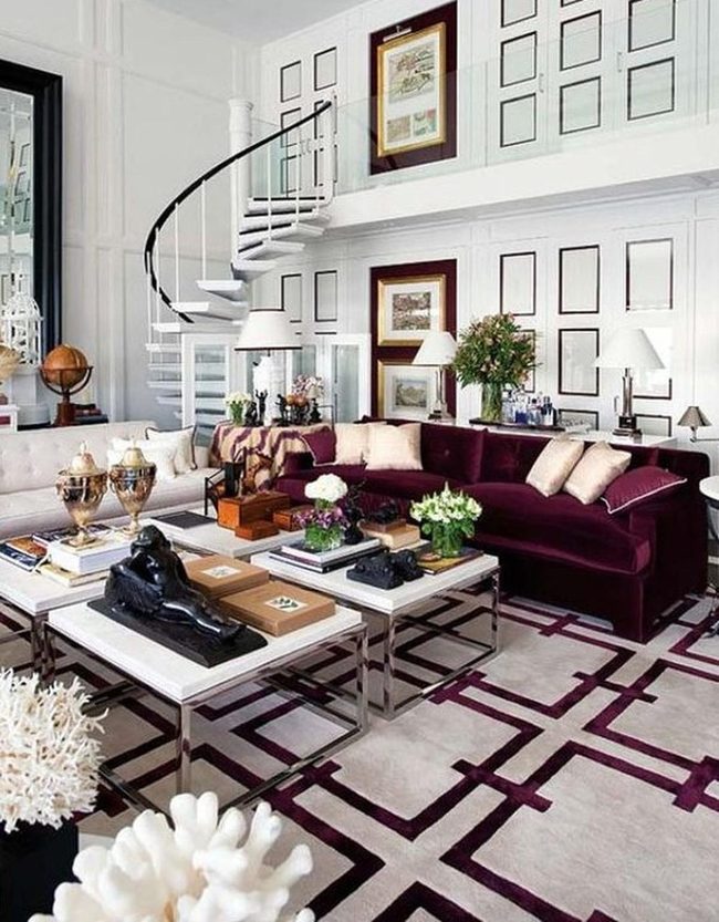 Purple Sofas Meet Spiral Architecture
