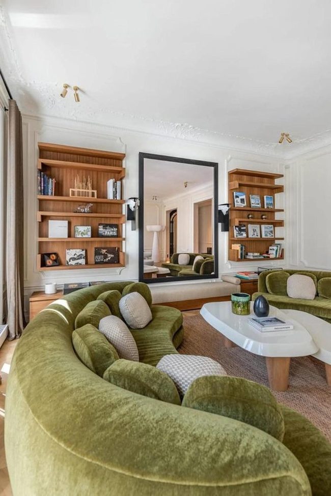 Green Velvet Curves And White Walls