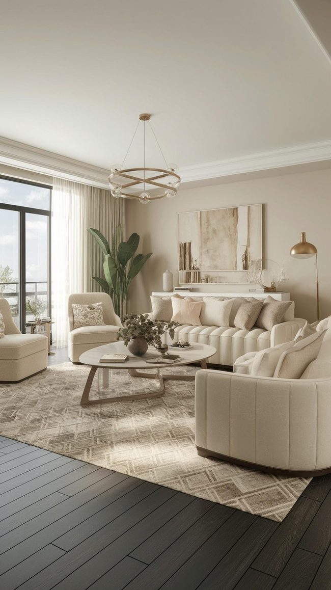 Dark Flooring Anchors Modern Contrast