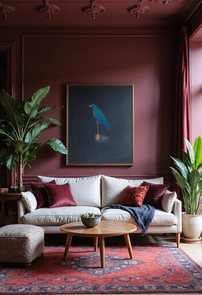 Burgundy Navy Forest Green Living Room