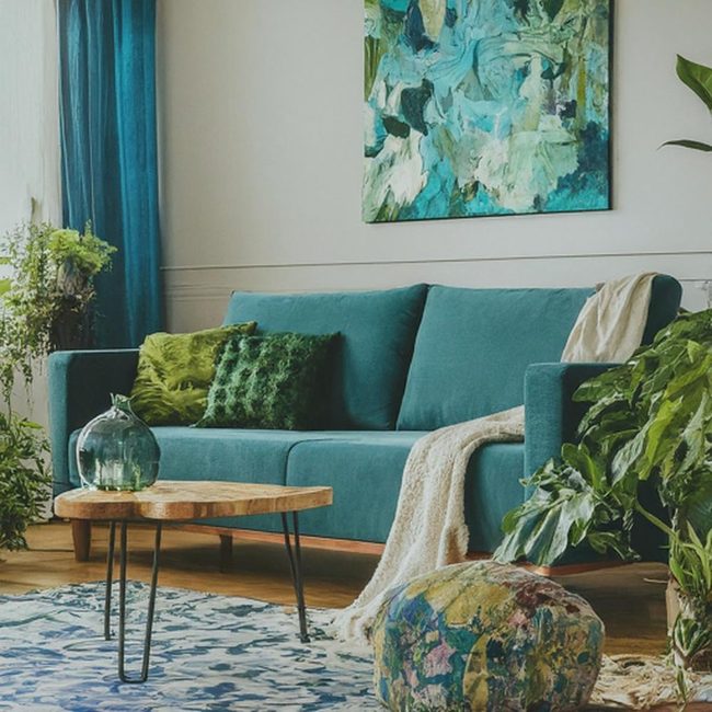 Large-Scale Botanical Wallpaper Anchors Room