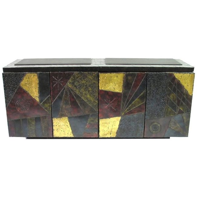 Deep Red Geometric Textured Statement