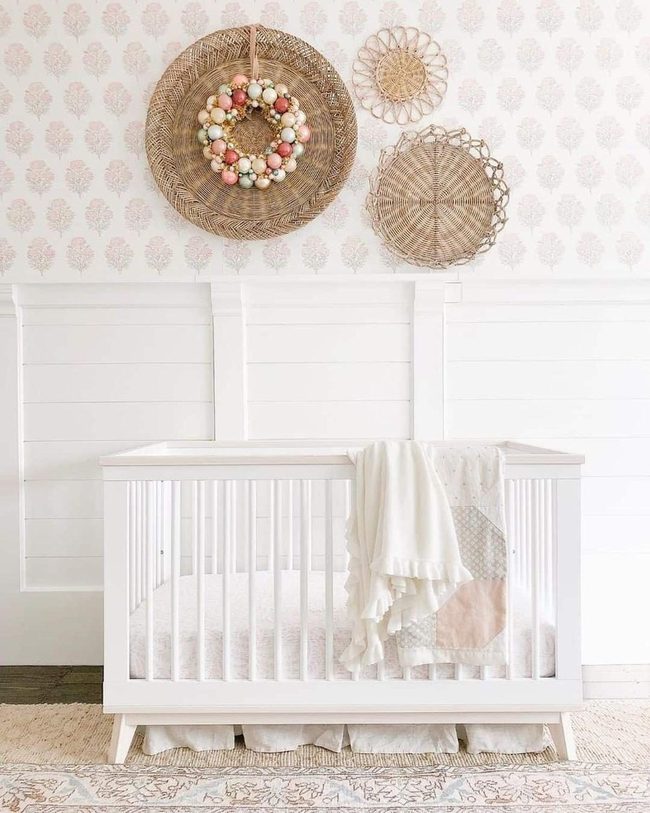 Soft Pink Nursery With Shiplap