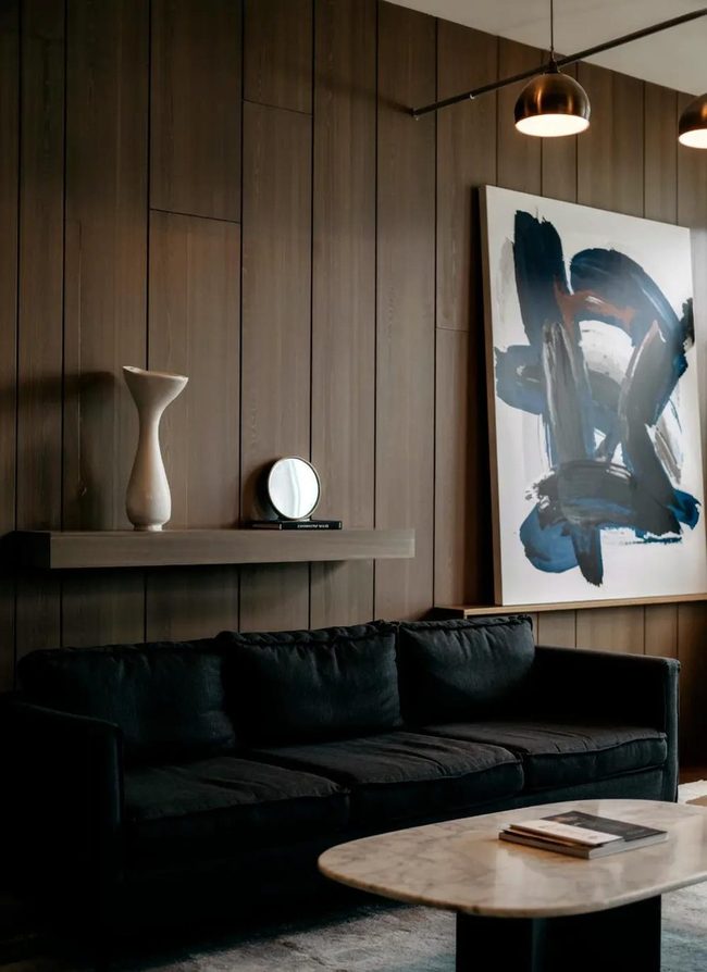 Dark Walls, Metallic Accents, Gallery Vibes