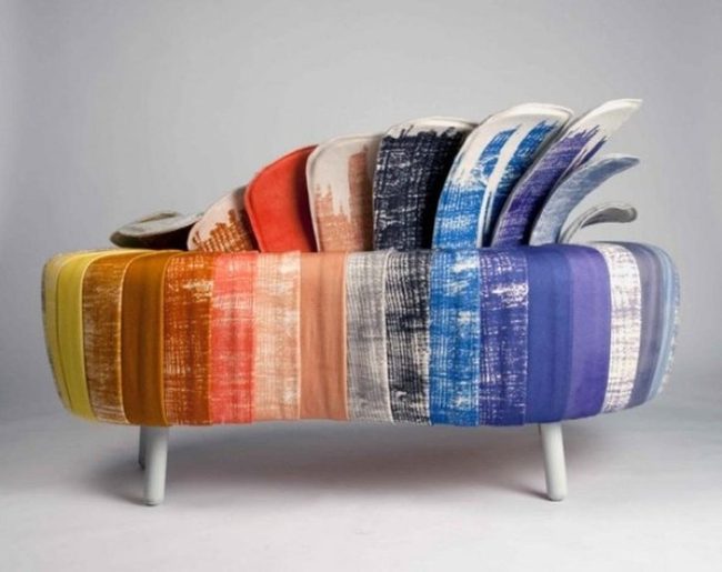 Curved Rainbow Sofa Statement Piece