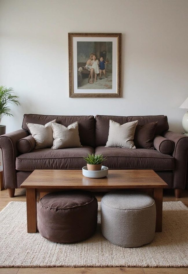 Dark Brown Couch, Family-Ready Durability