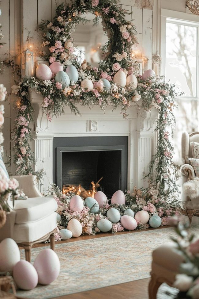 Easter Egg Garland Shelf Display