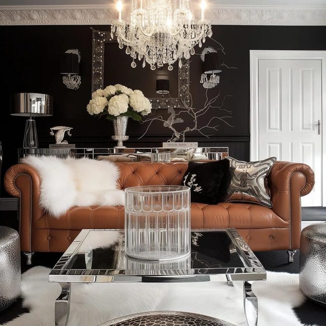 Cognac Leather With Silver Accents