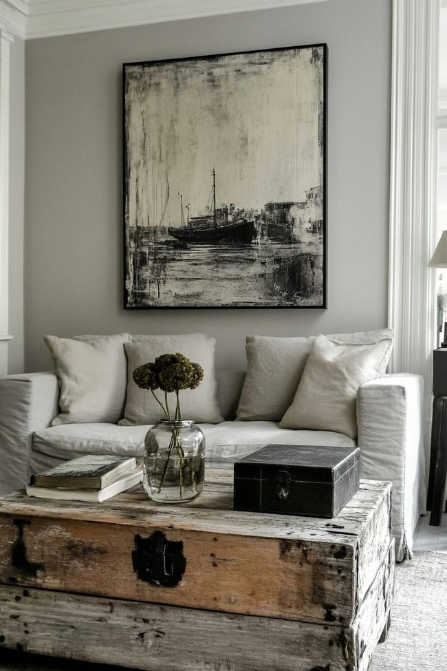 Weathered Hardwood And Worn Leather