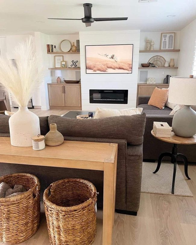 Dark Grey Sofas With Natural Textures
