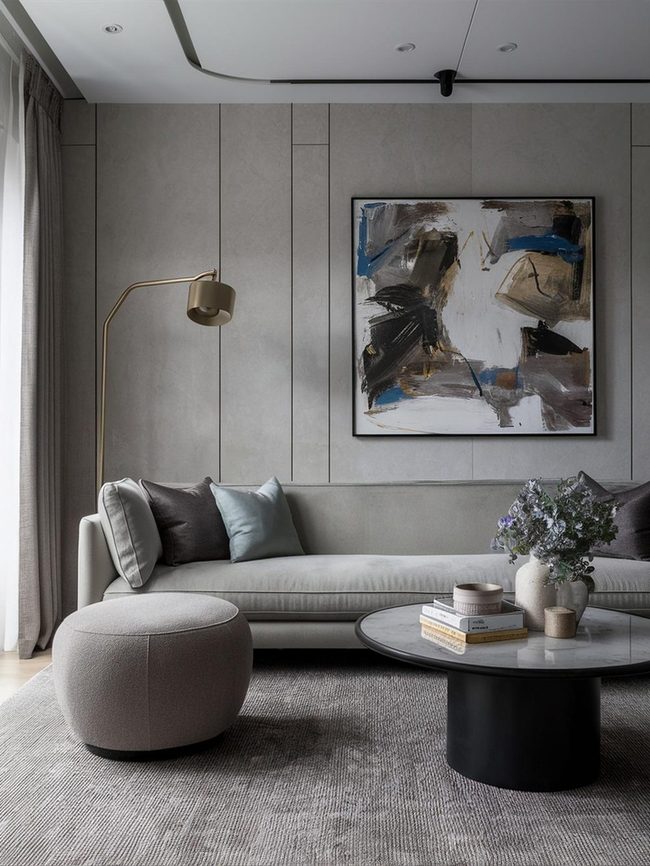 Gray Fabric Contemporary Centerpiece