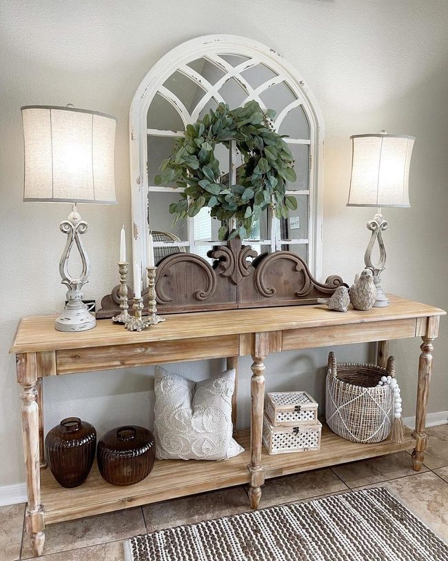 Arched Mirror With Weathered Vintage Appeal