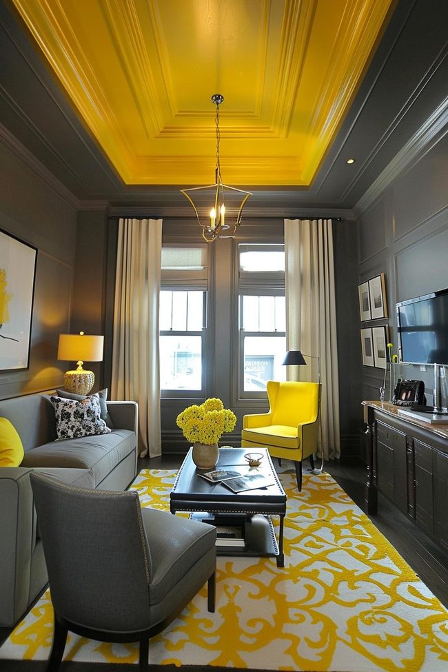 Yellow Overhead Gray Walls