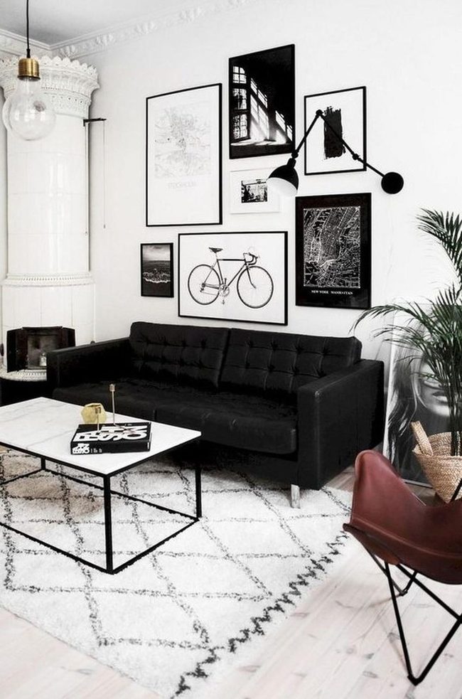Black Sofas White Walls Impact