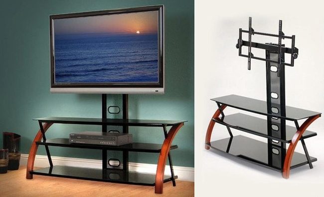 Black Glass Shelving With Curved Legs