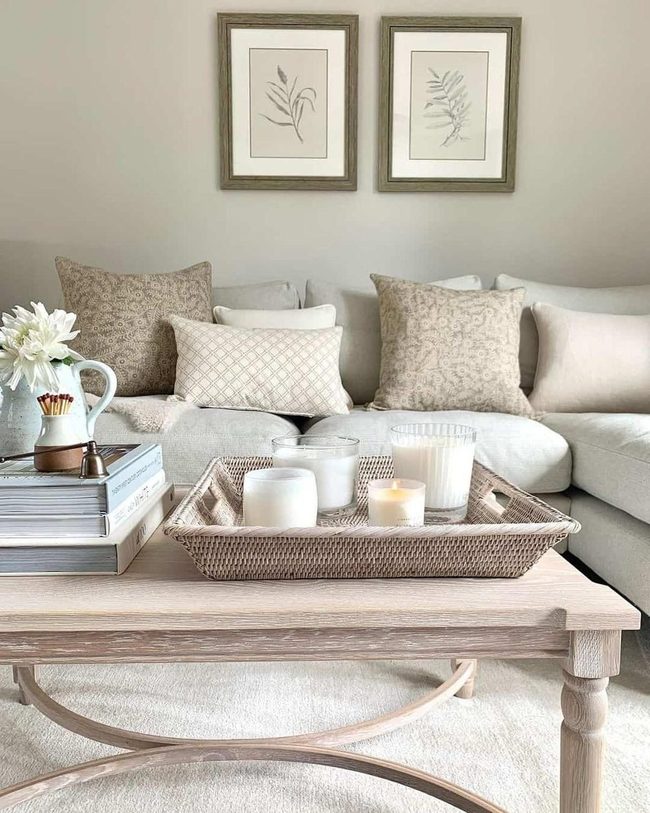Cream And Beige Layered Living Room