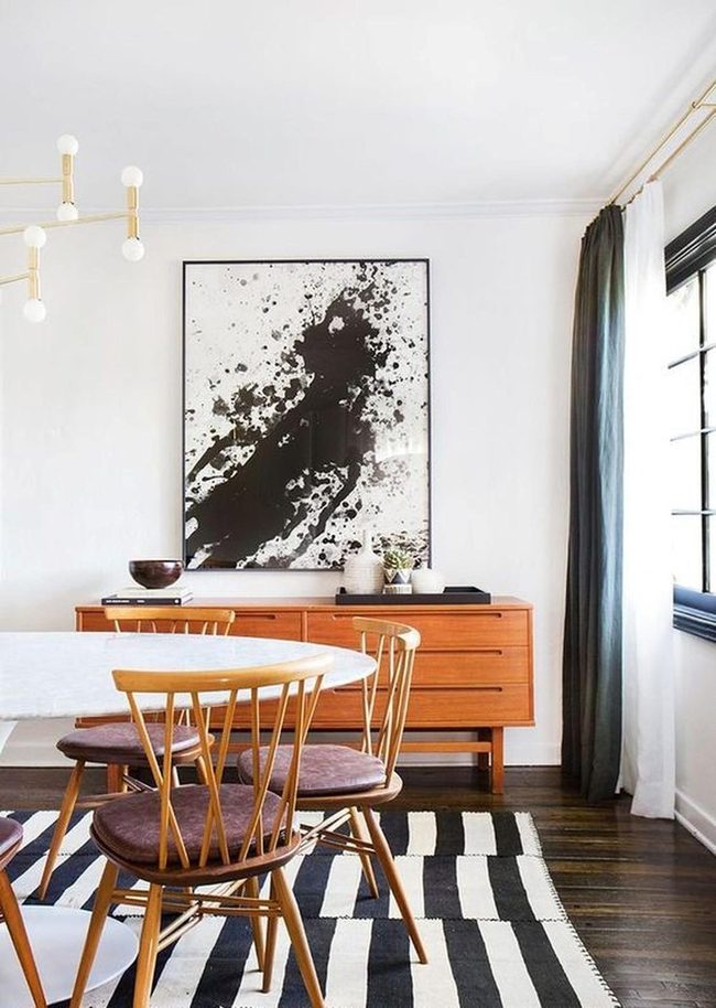 White Round Table, Bold Black Art