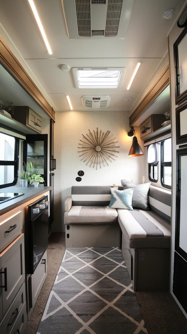 Neutral Wood Paneling Maximizes Rv Space