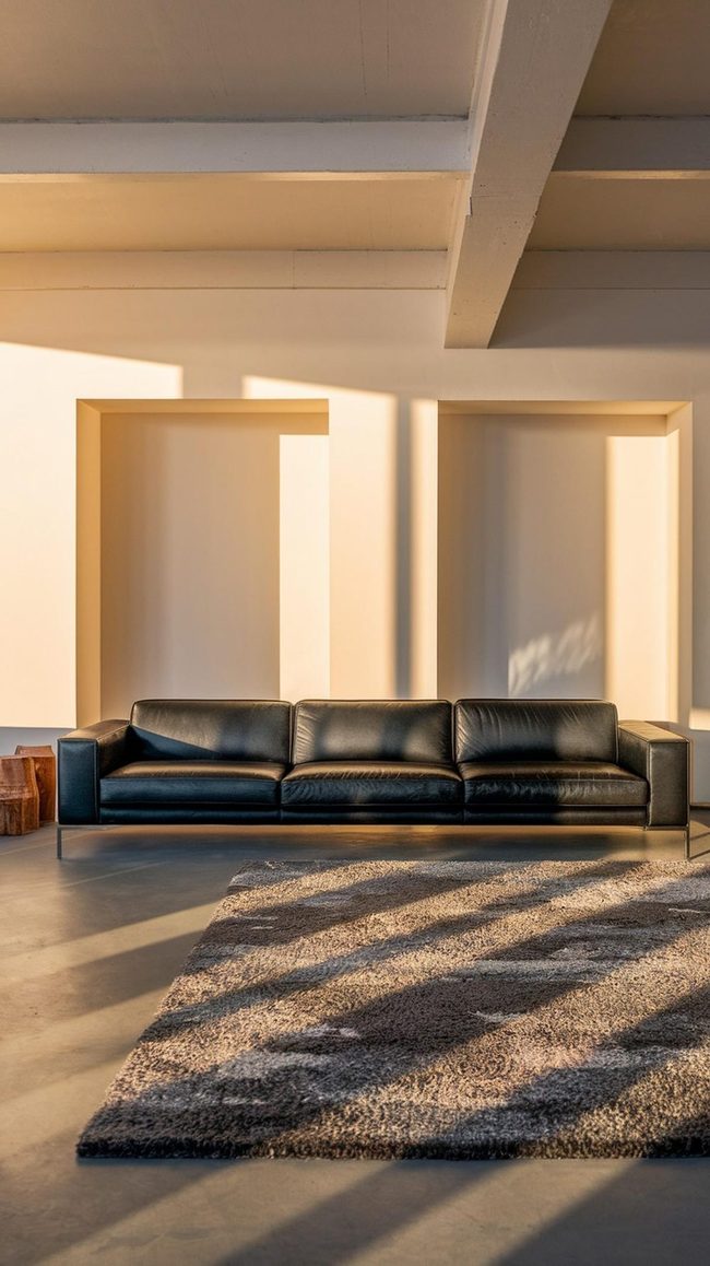 Black Leather Sofa Statement Piece
