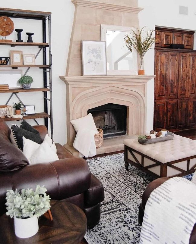 Warm Wood Cabinet Living Room