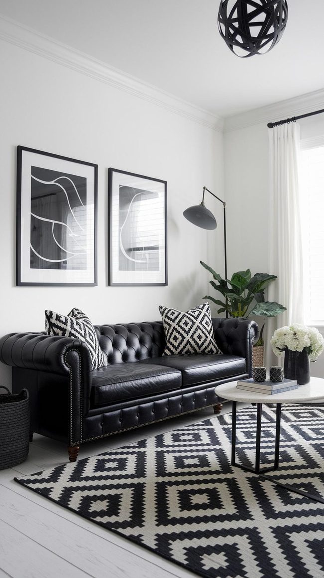 Black And White Geometric Living Room