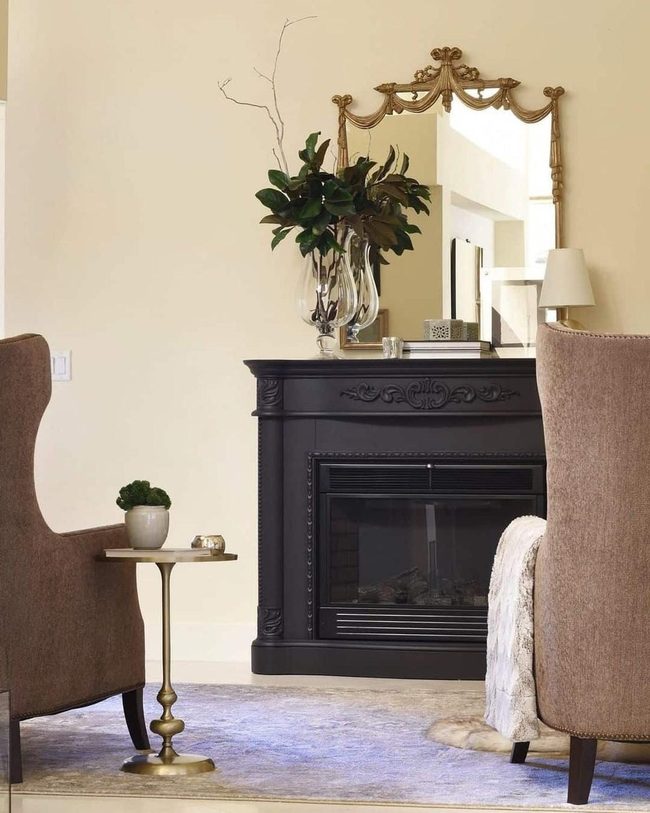Brass Mirror Reflects Brown Luxury
