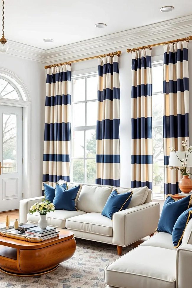 Navy Stripes Lift White Rooms