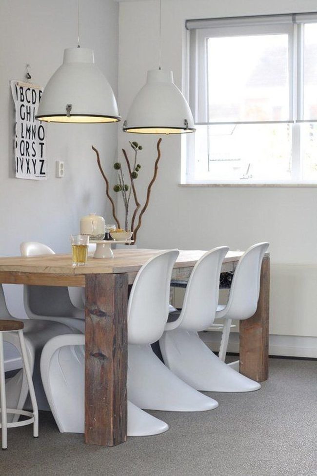 Natural Wood Meets Crisp White Dining