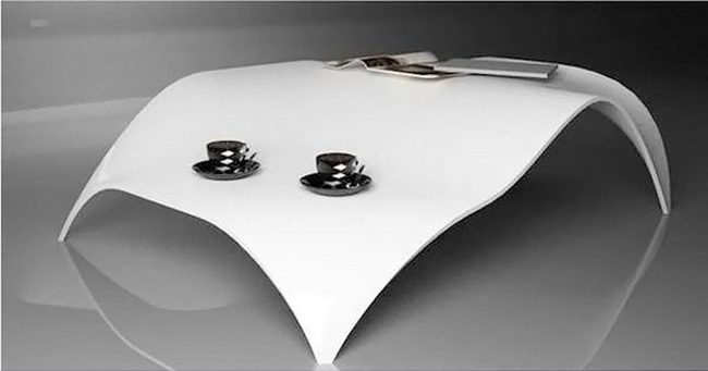 Curved White Glossy Contemporary Table