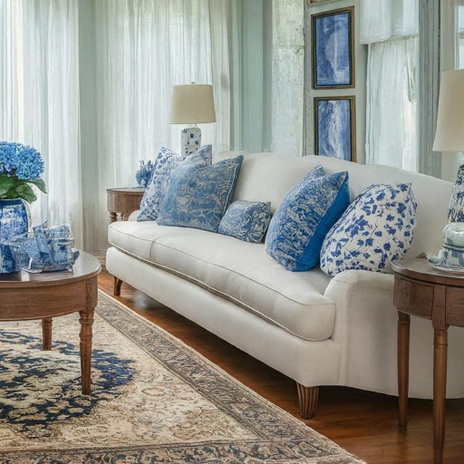 Light Wood Flooring Anchors Blue Space