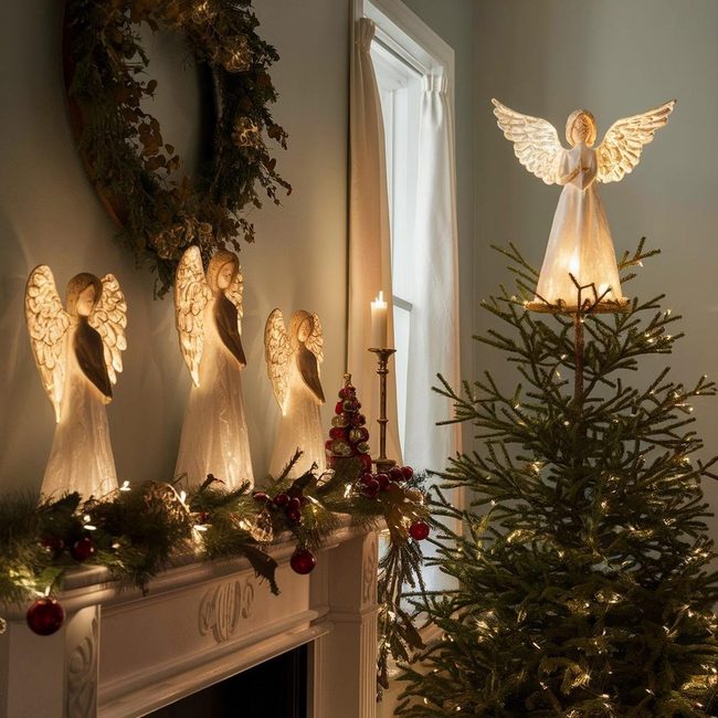 Ceramic Angels with Golden Light