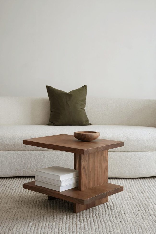 Organic Timber Organizing Table With Organized Shelving